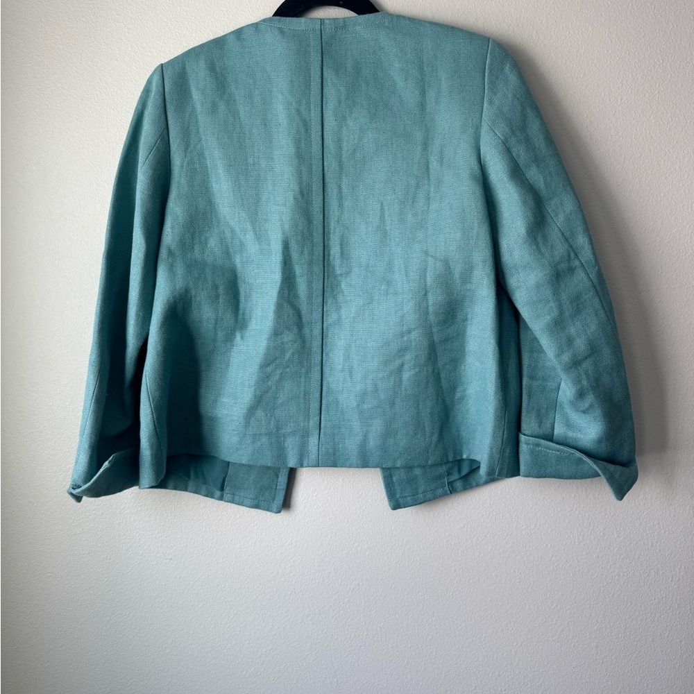 Talbots Women's Linen Aqua Blue Blazer - Picture 6 of 6